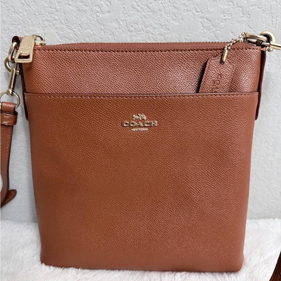 Coach Handbags - Coach Tan Leather Crossbody Bag with Gold Hardware